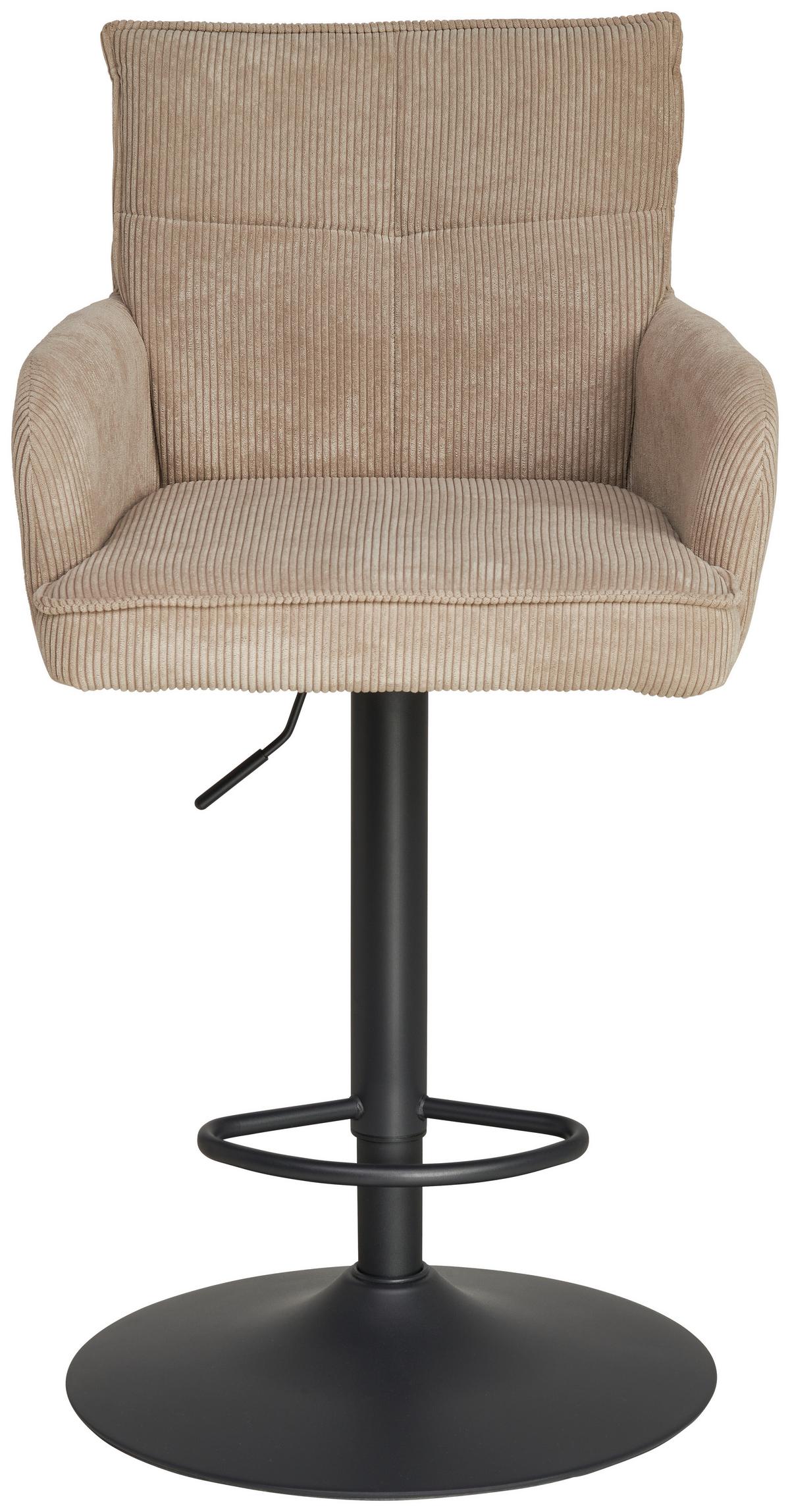 Barhocker Kai Grau Höhenverstellbar Mit Lehne - Schwarz/Grau, KONVENTIONELL, Textil/Metall (57/100-121/57cm) - MID.YOU