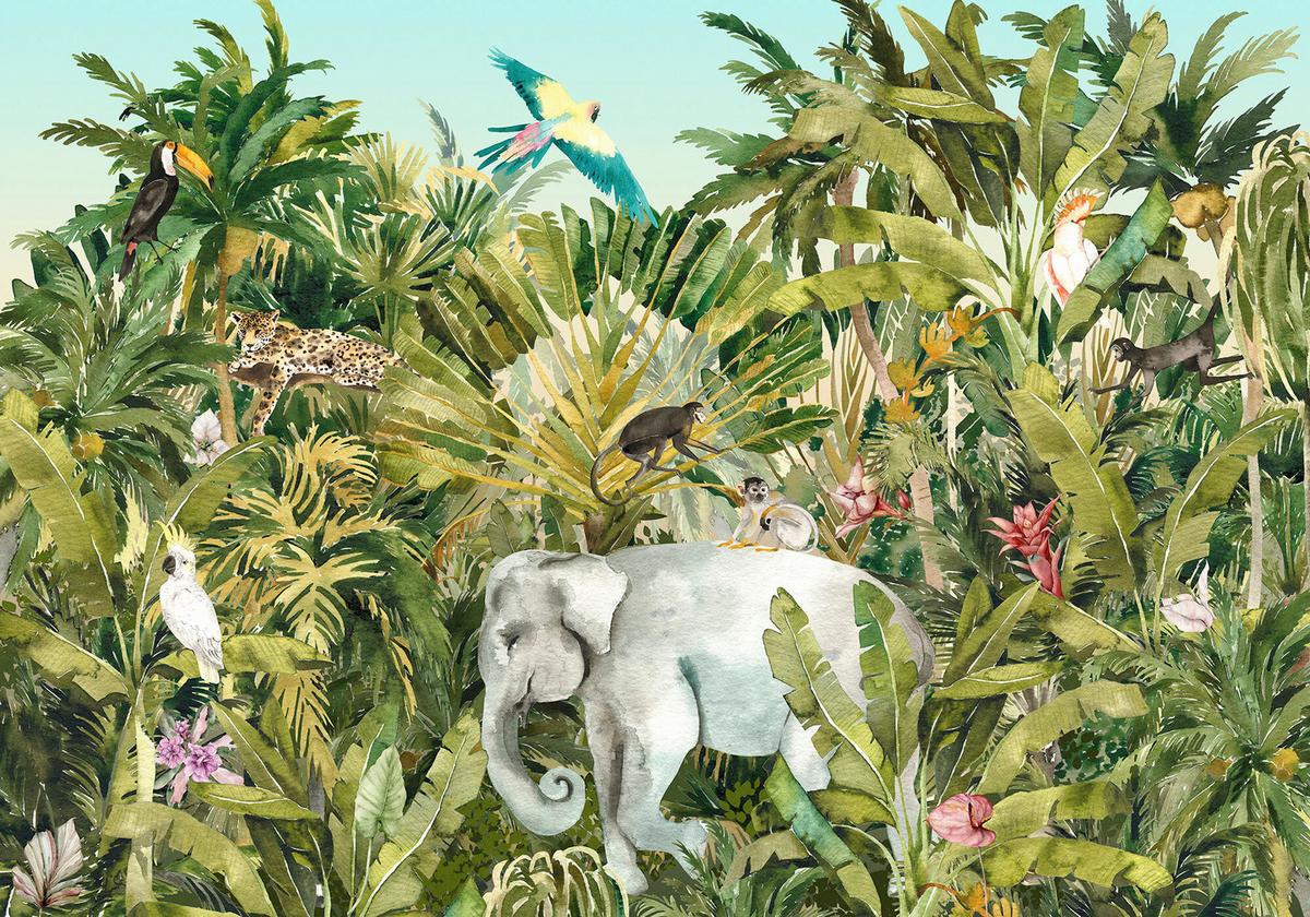 Fototapete Jungle Expedition - Multicolor, Trend, Papier (400/280cm)