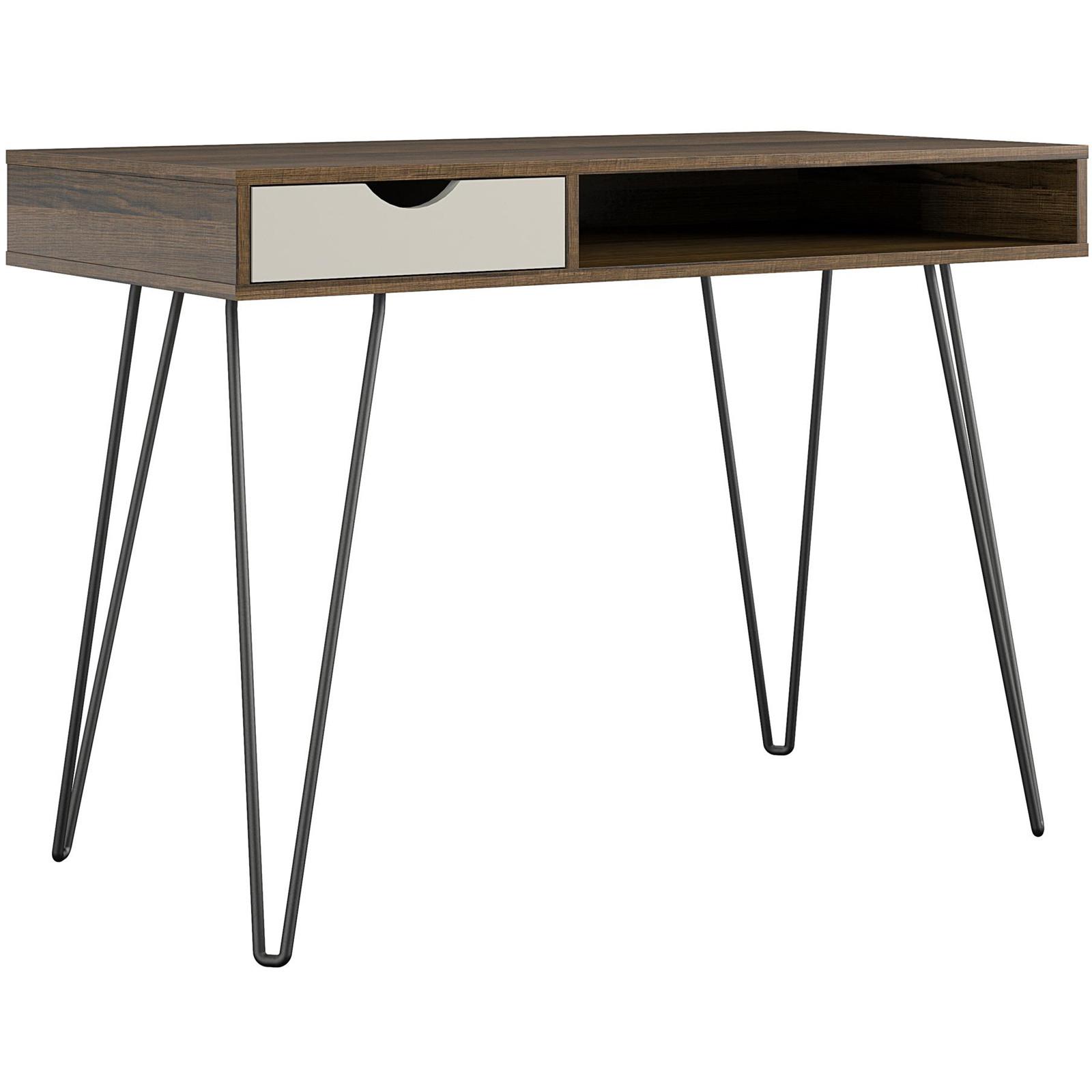 Schreibtisch Concord Grau, Eichefarben 104 cm - Eichefarben/Eiche grau, Design, Holzwerkstoff/Metall (104/77/49cm) - MID.YOU
