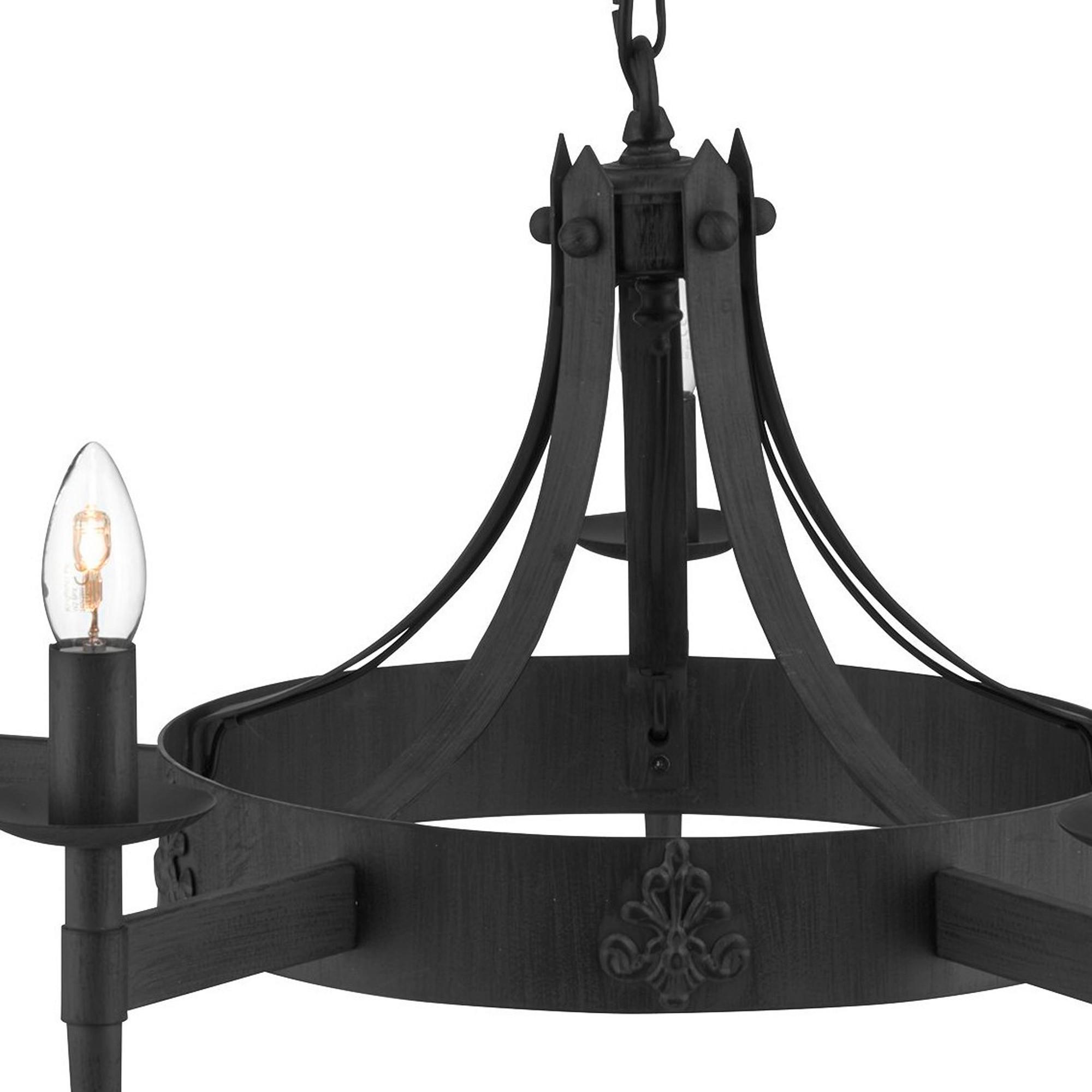 Kronleuchter Cartwheel II 5lt 2425-5bk - Schwarz, Trend, Metall (67/38cm)