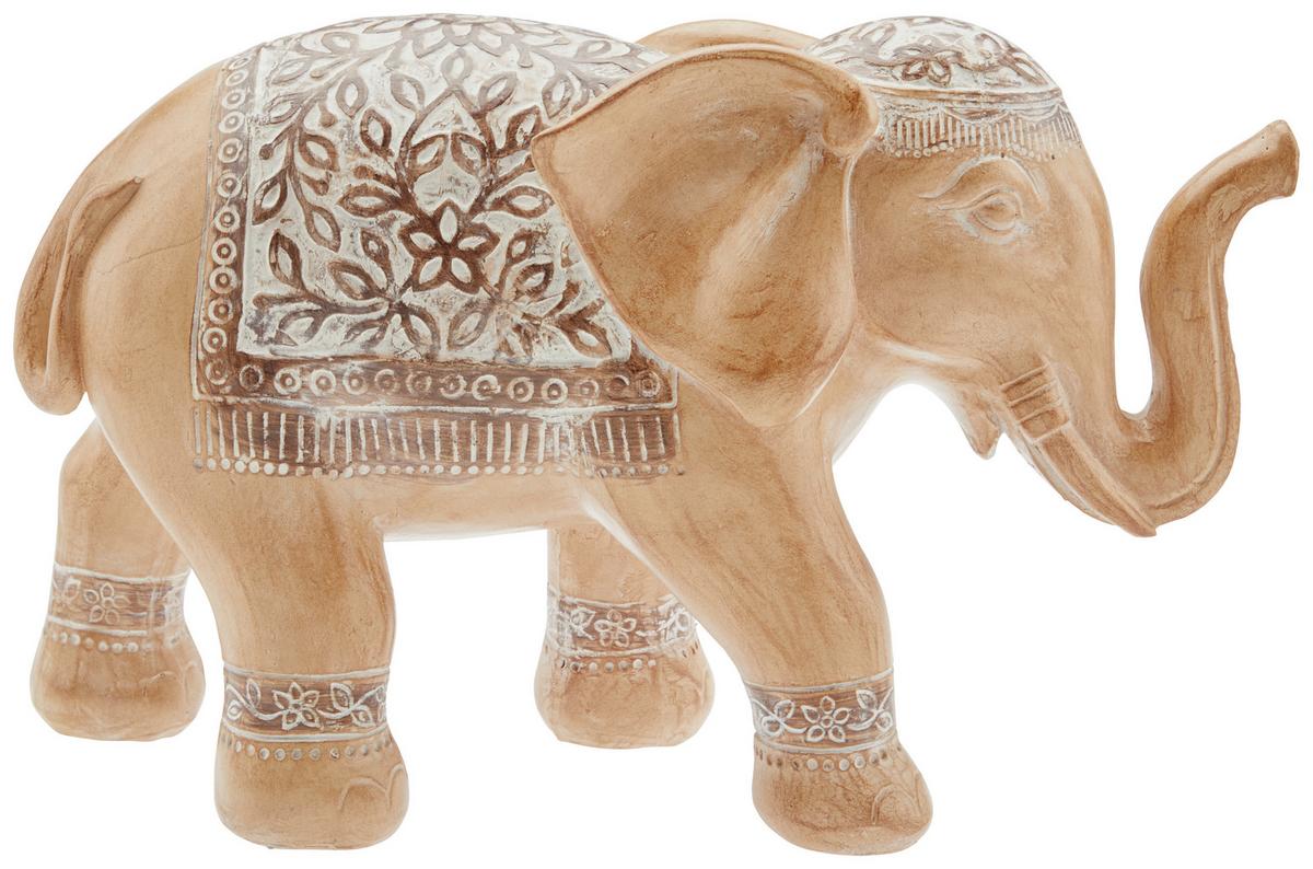 Dekoelefant Sophia - Braun/Weiß, LIFESTYLE, Kunststoff (37/16/23,5cm) - Luca Bessoni
