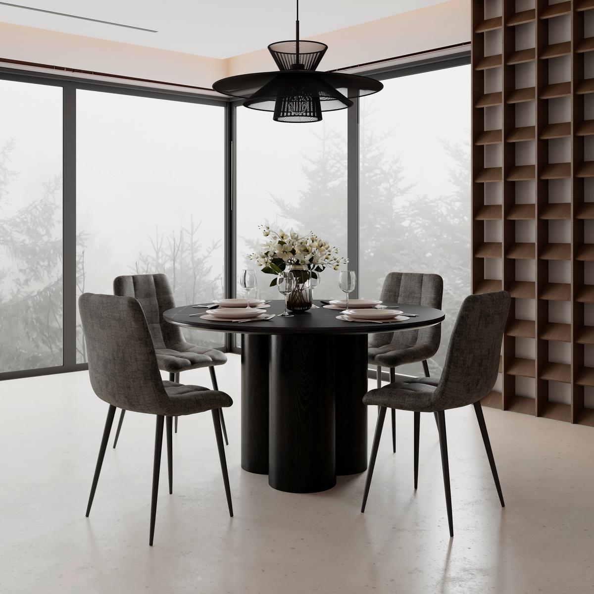 Jedálenský stôl Kiano, P: 130 cm - čierna, Modern, drevo/kompozitné drevo (130/75cm) - Bessagi Home