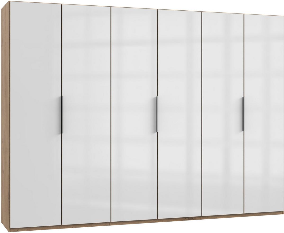 Drehtürenschrank 300cm Level, Weiß/eiche Dekor - Eichefarben/Weiß, MODERN, Glas/Holzwerkstoff (300/216/58cm) - MID.YOU