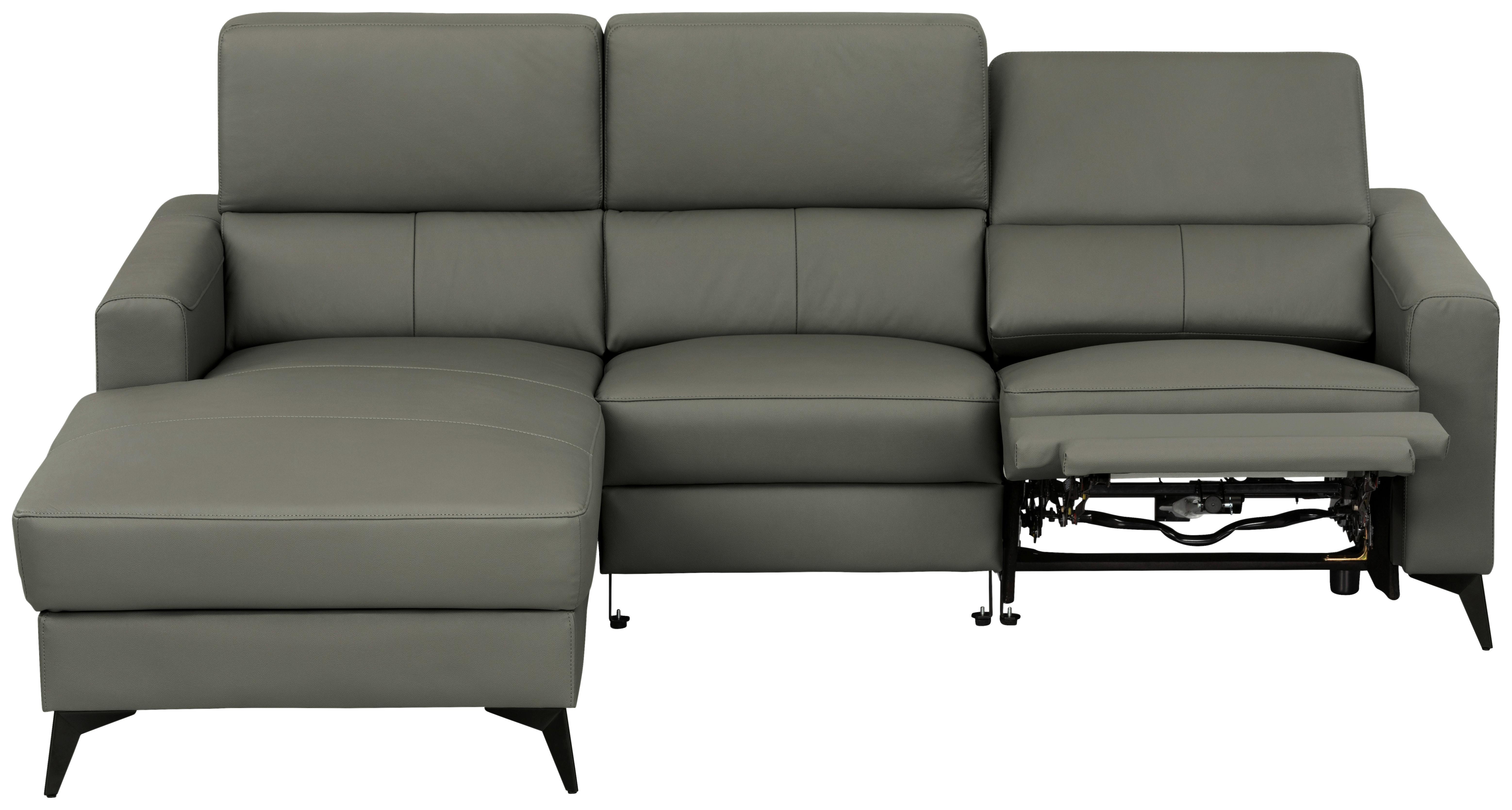 Roh.sedačka BEN,ľavá,tm.sivá, komb. pravej a textilnej kože - čierna/tmavosivá, Modern, kov/koža (102-180/75-95/235cm) - Premium Living