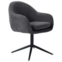 Armlehnstuhl Amara Leinenoptik schwarz, B: 60 cm - Schwarz, KONVENTIONELL, Holz/Textil (60/81/62cm) - Livetastic