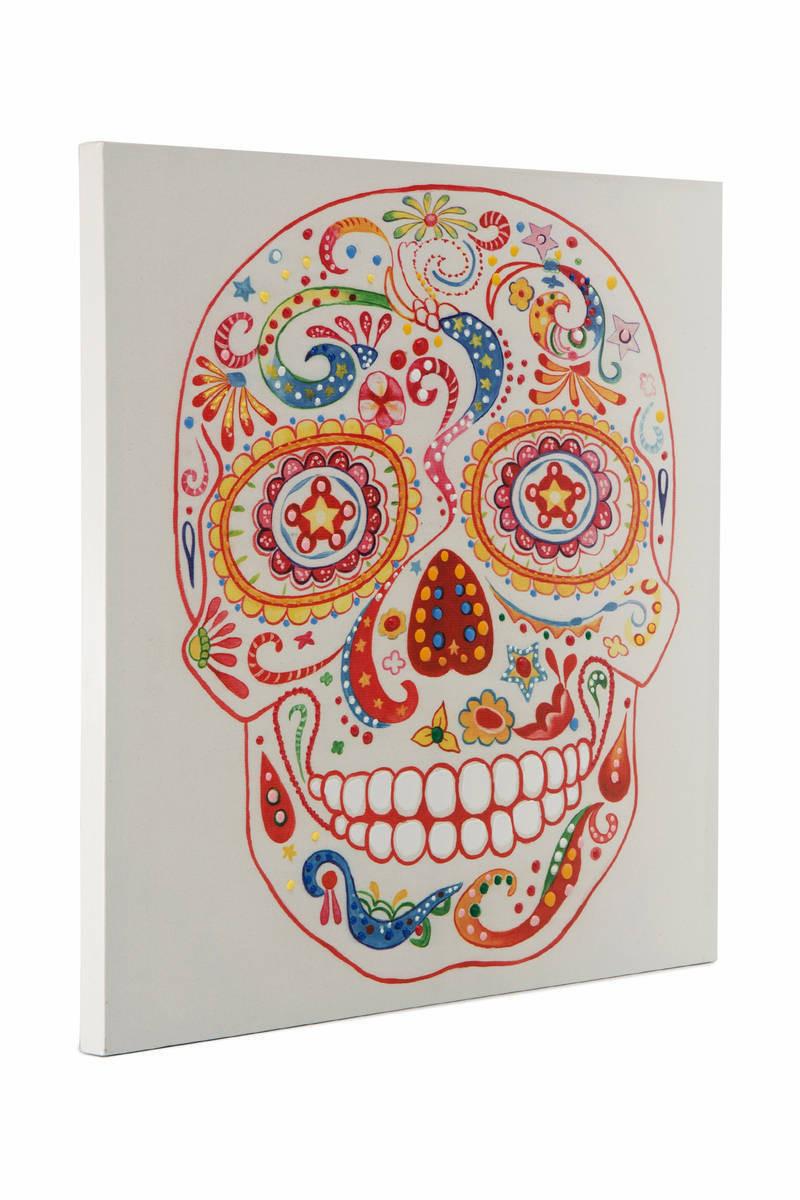 Leinwandbild Totenkopf Multicolor 90x90 Cm - Multicolor, Trend, Holz/Kunststoff (90/90cm) - Kayoom