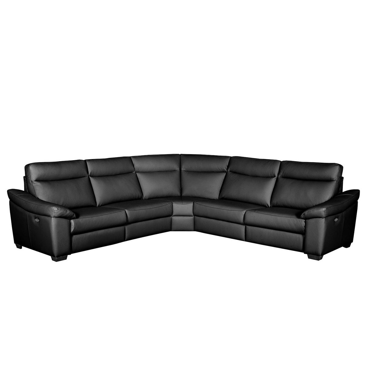 Ecksofa Dakar Schwarz B: 299x299 Cm - Schwarz, Design, Leder (299/299cm) - Livetastic