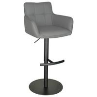 Barhocker Porto Grau B: 54,5 cm - Schwarz/Grau, MODERN, Leder/Metall (54,5/90/112/51,5cm) - Livetastic