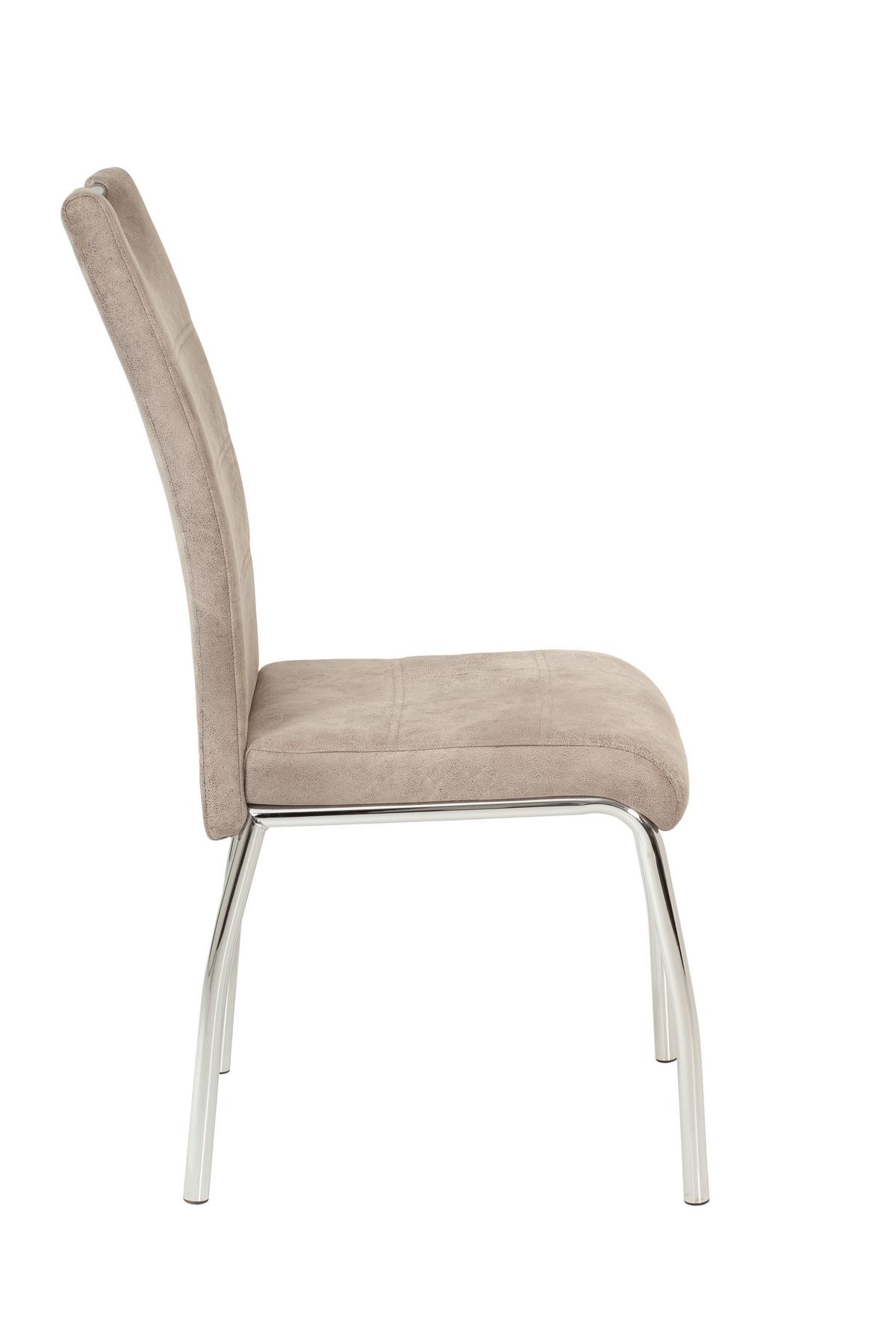 STOLIČKA SUSI II - chrómová/béžová, Modern, kov/textil (44/98/61cm)