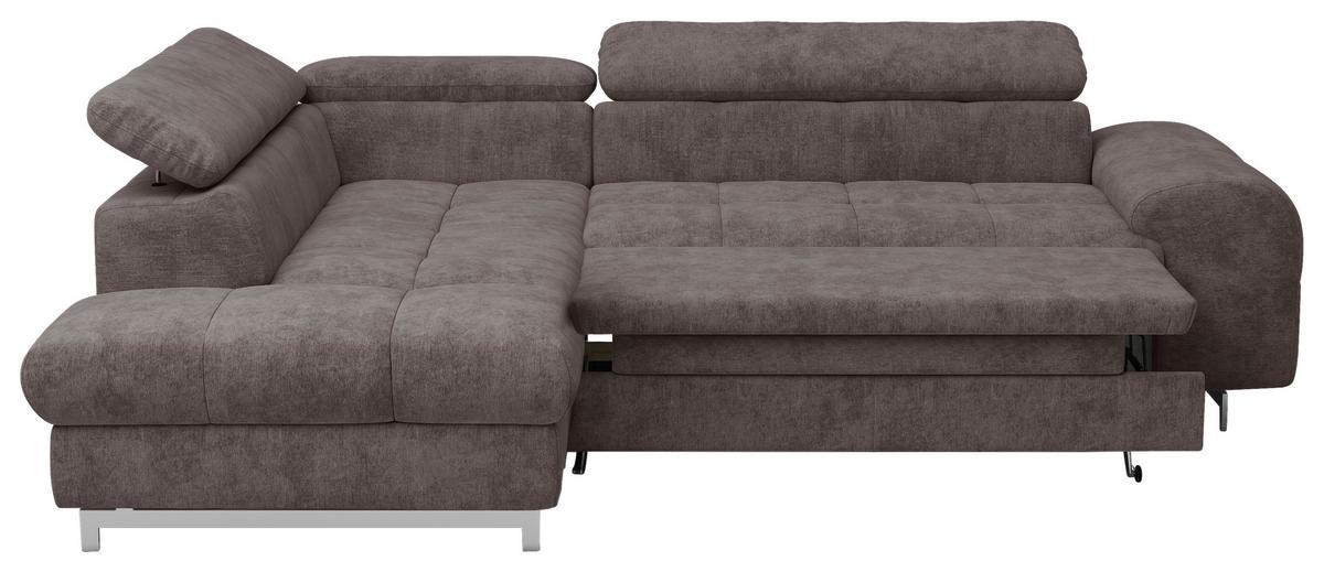 Ecksofa Mit Schlaffunktion Cloud + Dunkelbraun - Chromfarben/Dunkelbraun, KONVENTIONELL, Textil (206/257cm) - Livetastic