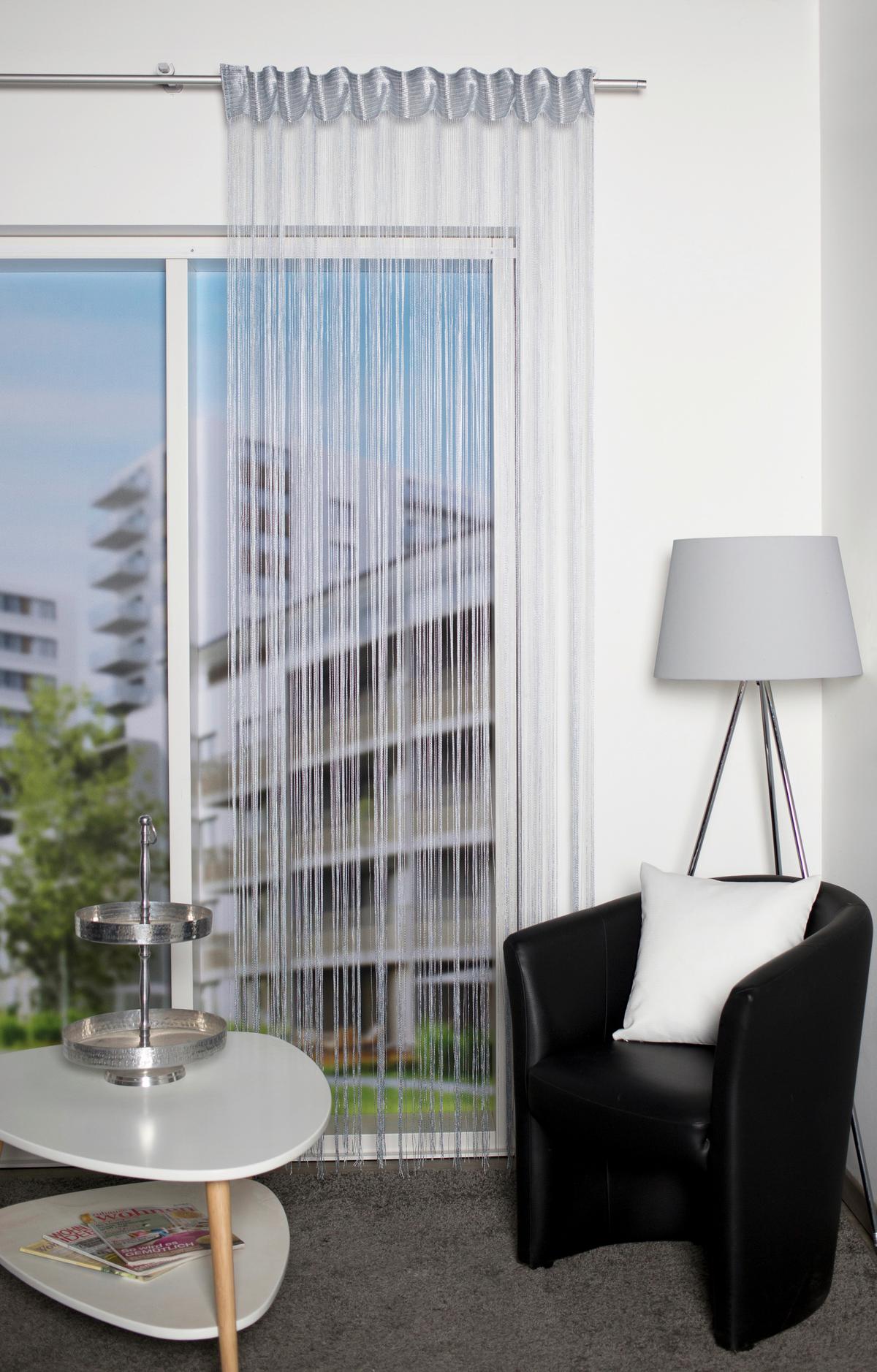 Fadenvorhang Simino - Silberfarben, Basics, Textil (145/245cm)