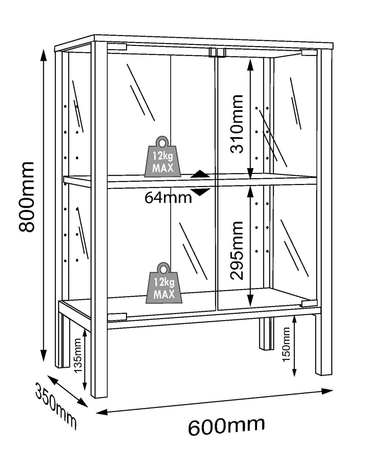 Vitrine Jensol Weiß B: 60 cm - Klar/Weiß, Design, Glas/Holzwerkstoff (60/80/35cm) - Livetastic