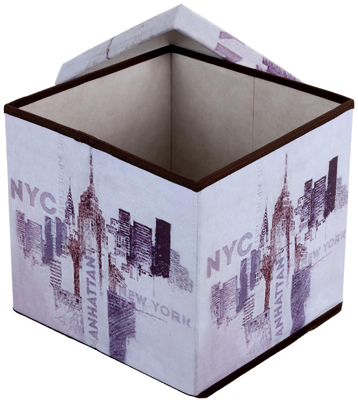 Sitzwürfel Nyc Mit Stauraum Lederlook Multicolor H: 36 Cm - Multicolor, MODERN, Holzwerkstoff/Textil (36/36/36cm)