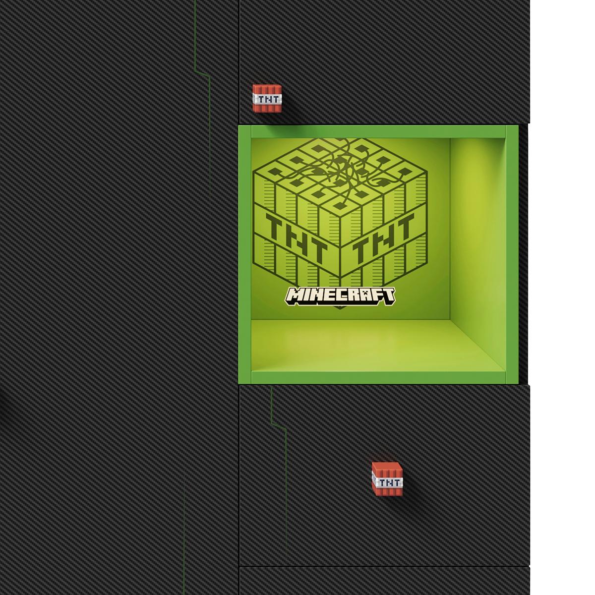 Kleiderschrank Minecraft - Schwarz, MODERN, Holzwerkstoff/Kunststoff (135/200/50cm) - Minecraft
