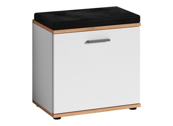 Garderobenbank Justus B:48cm Weiß/Eichedekor - Eichefarben/Schwarz, MODERN, Holzwerkstoff/Textil (48/49/28,5cm) - Livetastic Garderobenbank Justus B:48cm Weiß/Eichedekor - Eichefarben/Schwarz, MODERN, Holzwerkstoff/Textil (48/49/28,5cm) - Livetastic