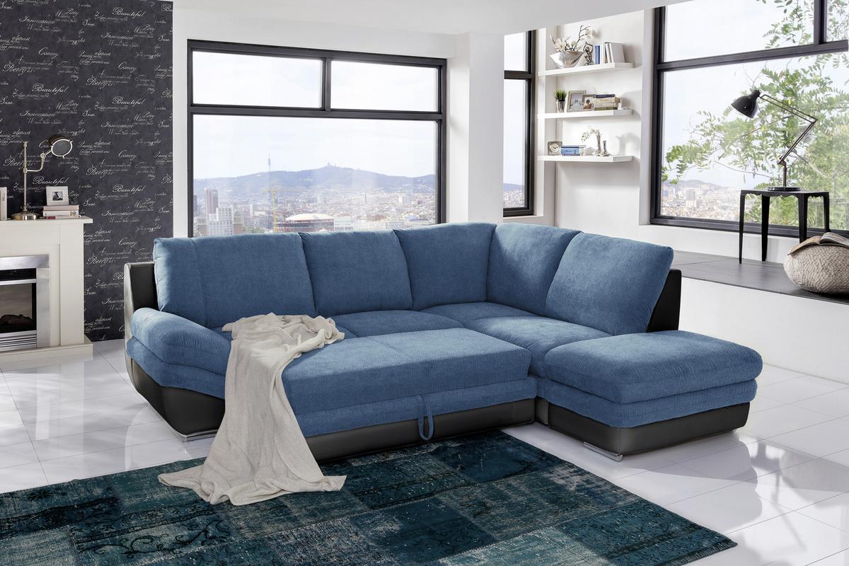 Wohnlandschaft In L-Form Nardo 264x221 cm - Chromfarben/Blau, MODERN, Textil (264/221cm) - MID.YOU