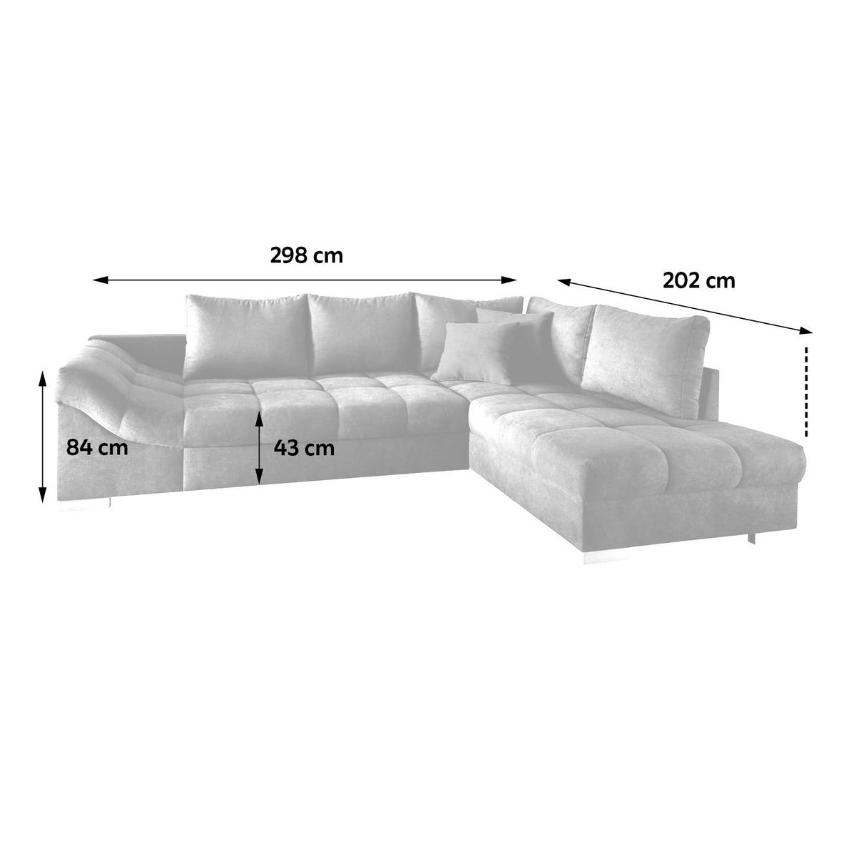 Eckschlafsofa Alvito Anthrazit S: 298/202 cm - Anthrazit/Silberfarben, Design, Textil (298/202cm) - MID.YOU