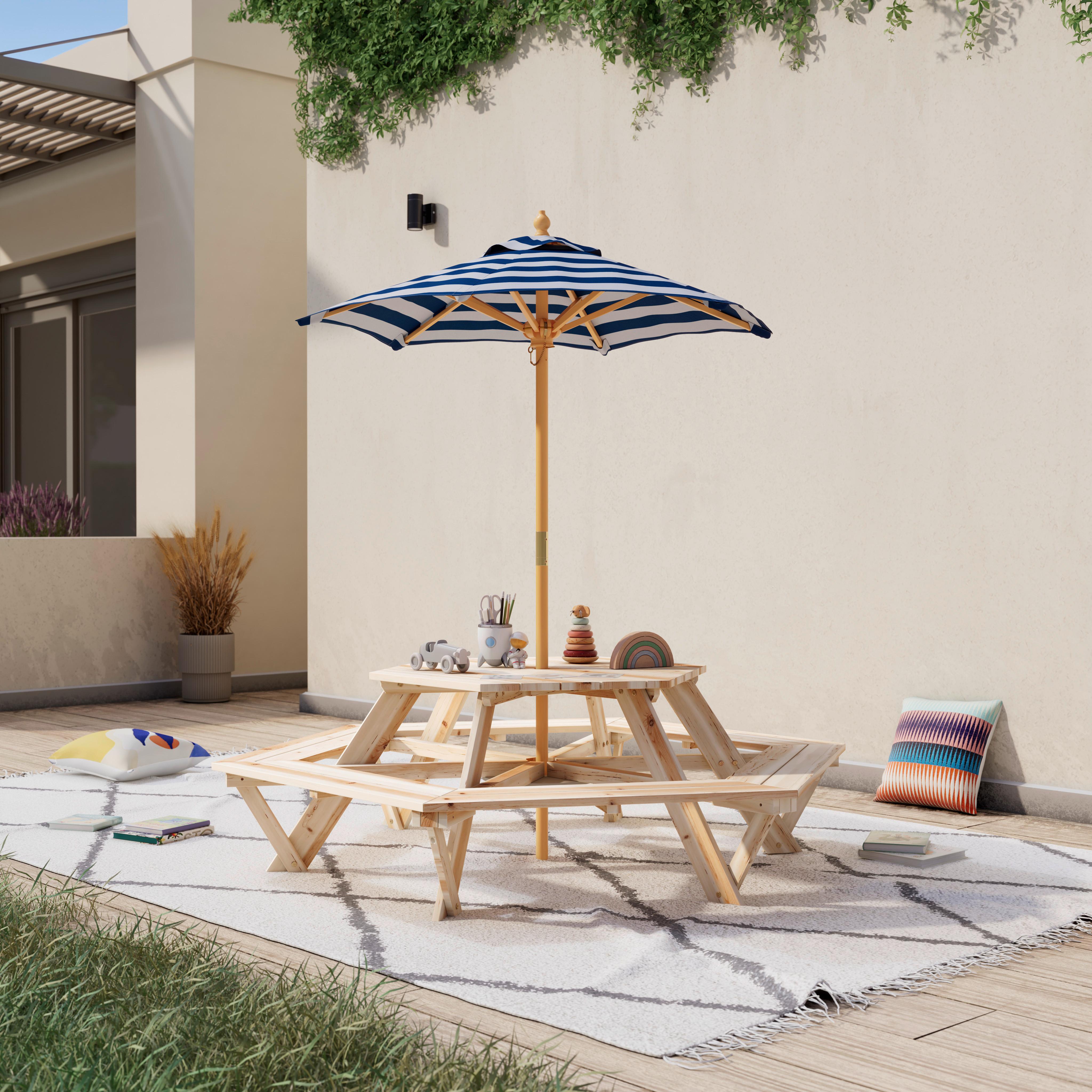 Kinder-Gartenset Nils - Blau/Naturfarben, MODERN, Holz/Textil - James Wood