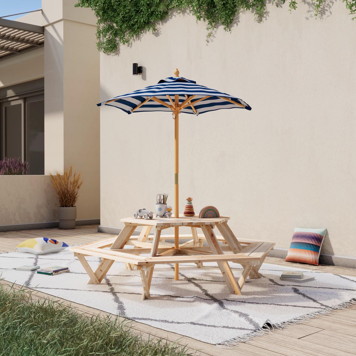 Kinder-Gartenset Nils - Blau/Naturfarben, MODERN, Holz/Textil - James Wood