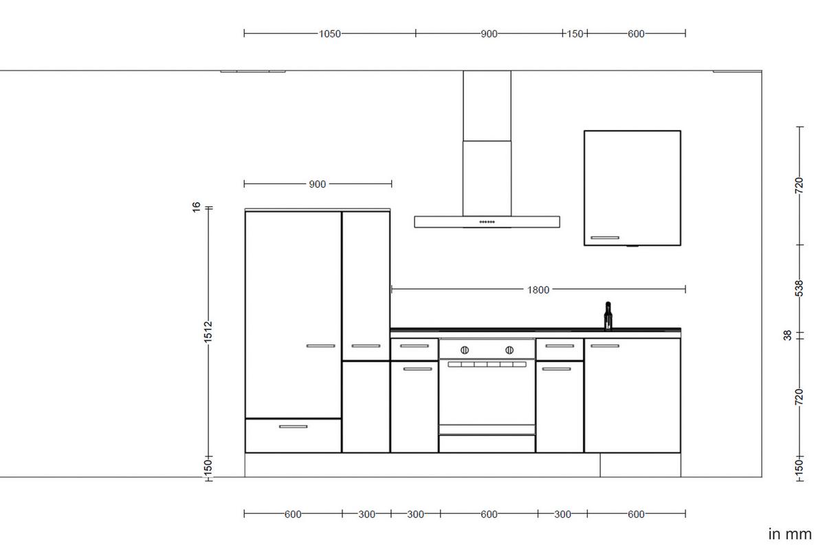 Kuchyňská linka 270 cm, kamenná sivá - šedá/černá, Moderní, kov/kompozitní dřevo (270cm) - Nobilia