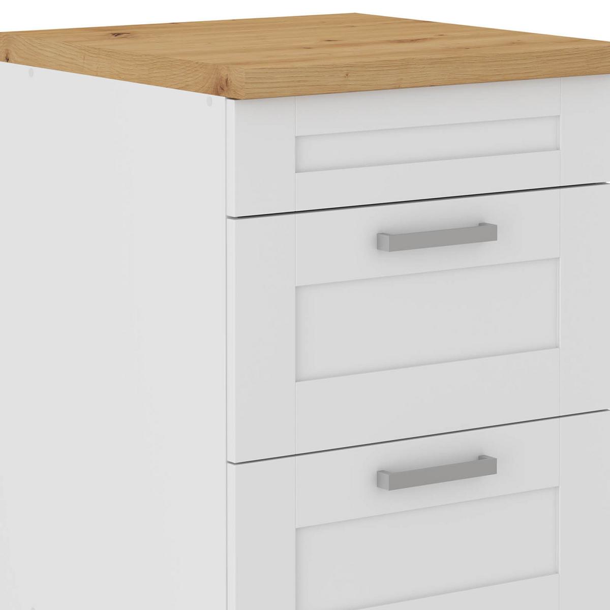 Küchenunterschrank Luisa B: 60 Cm Weiß Mit Laden - Weiß/Eiche Artisan, ROMANTIK / LANDHAUS, Holzwerkstoff (60/86/60cm)