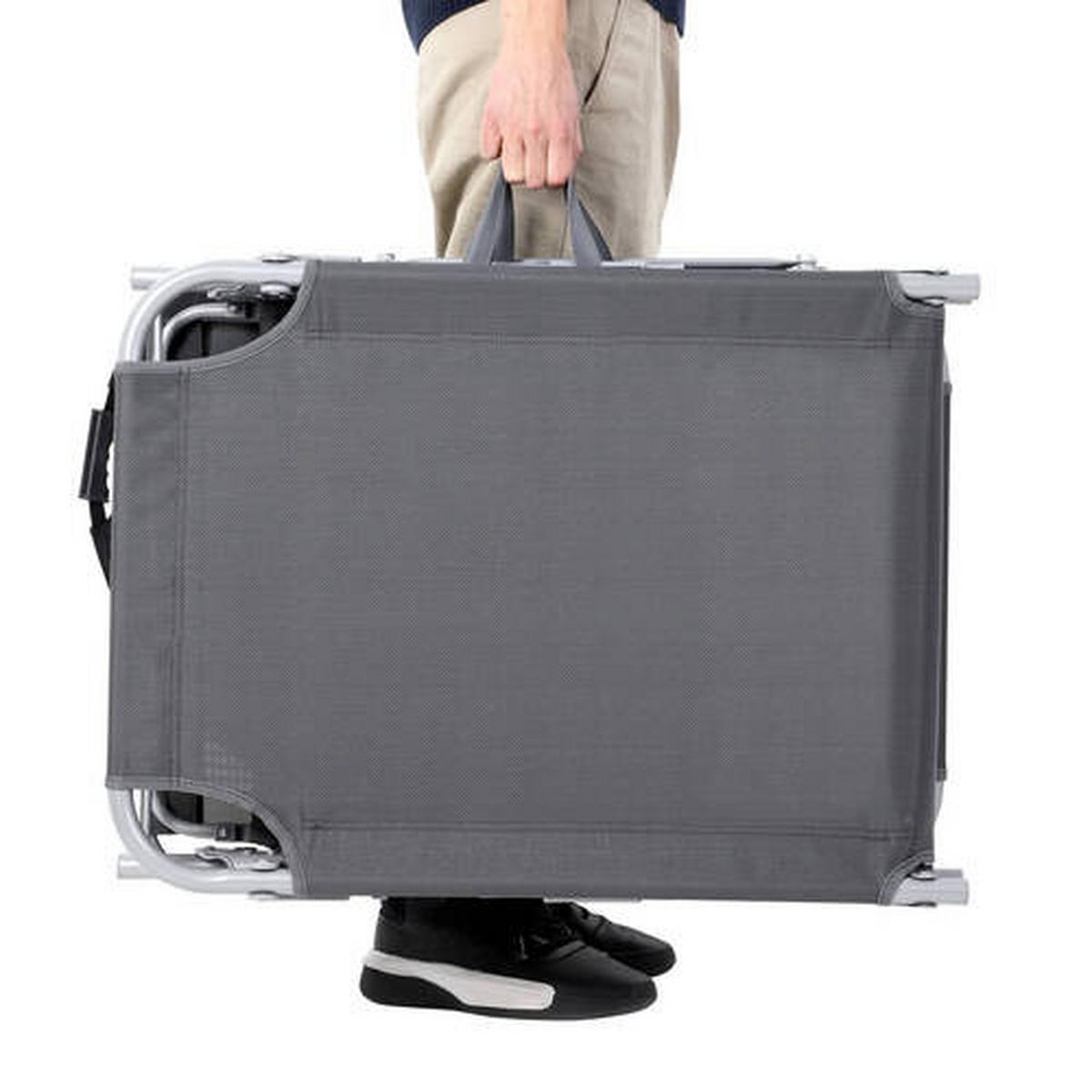 Sonnenliege Hellgrau inkl. Sonnendach, B: 53 cm - Hellgrau, Basics, Textil/Metall (53/29,5/193cm) - Modante