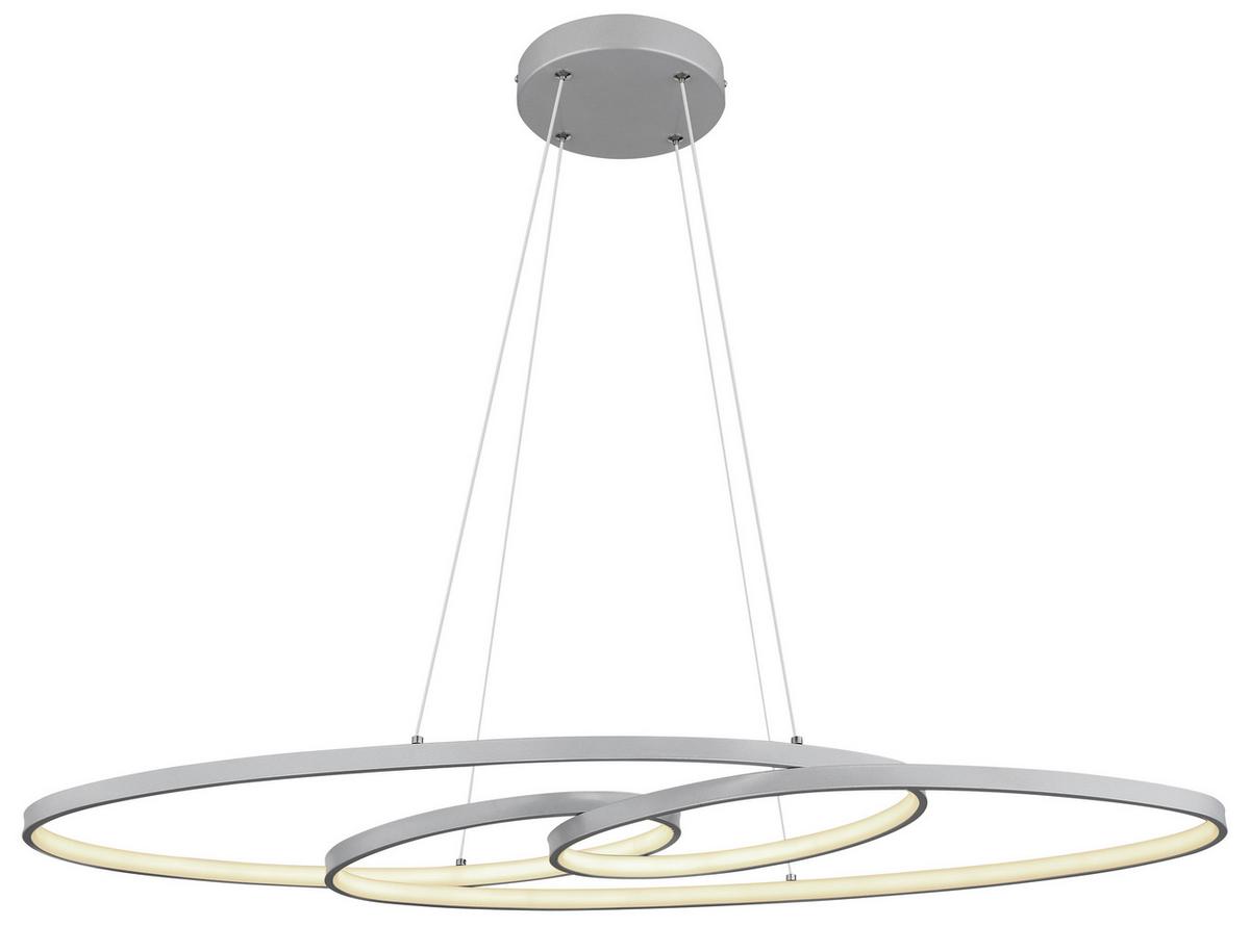 LED-Hängeleuchte 67177-40n - Silberfarben/Opal, Design, Kunststoff/Metall (100/36/120cm) - Globo
