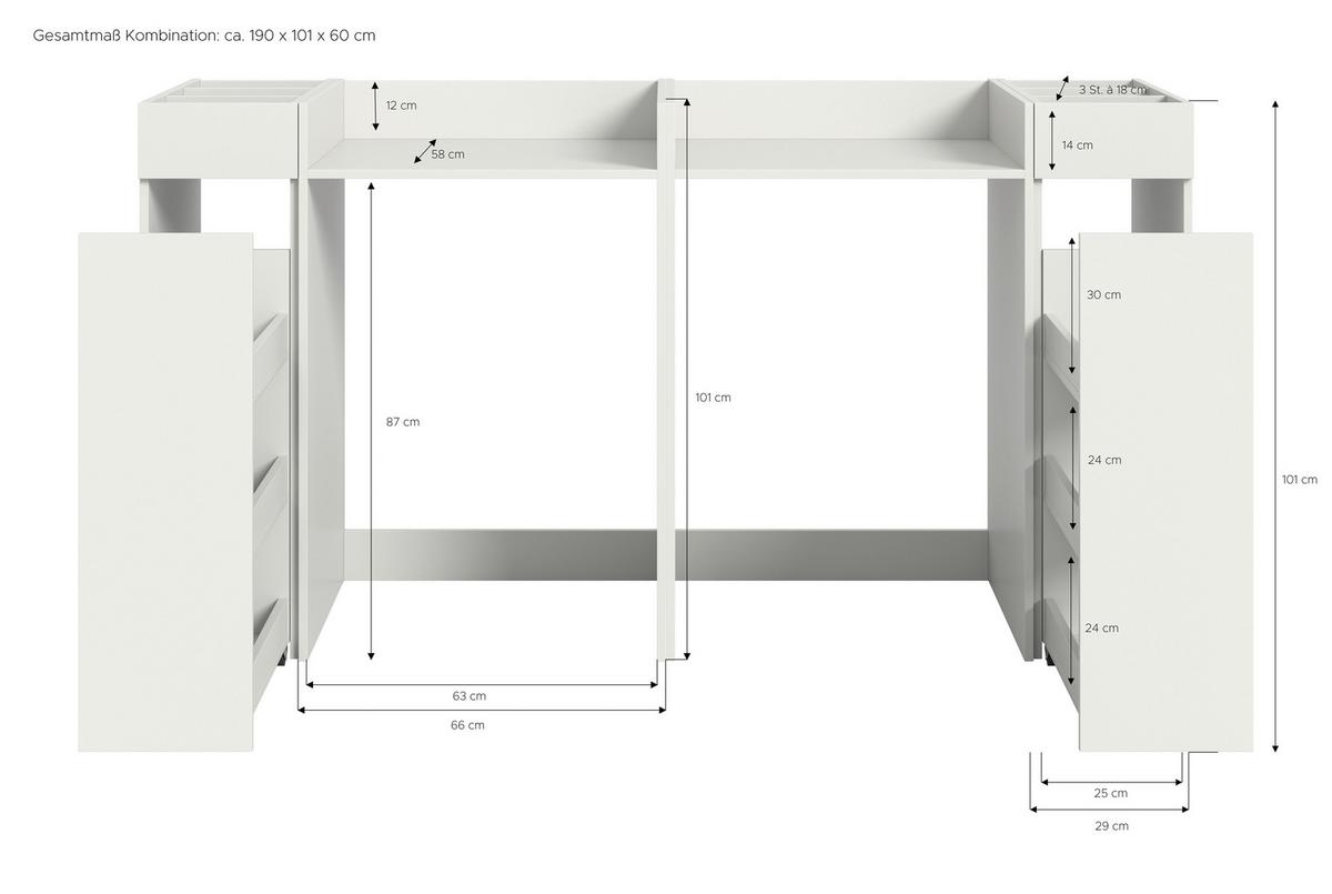 Waschmaschinenschrank Free Weiß B: 190 Cm - Weiß, MODERN, Holzwerkstoff (190/101/60cm) - MID.YOU
