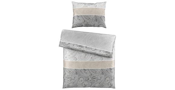 Bettwäsche 140x200 cm Linda Satin, Anthrazit - Taupe/Silberfarben, ROMANTIK / LANDHAUS, Textil - James Wood