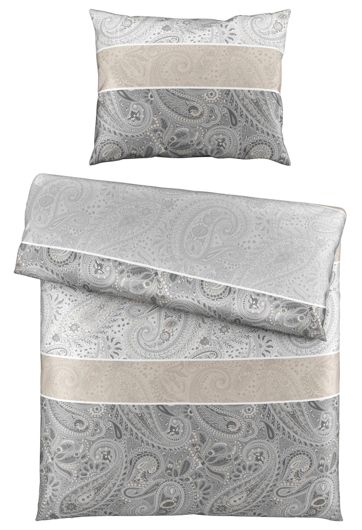 Ágyneműhuzat-garnitúra Martina - ezüst/taupe, Romantik / Landhaus, textil - James Wood