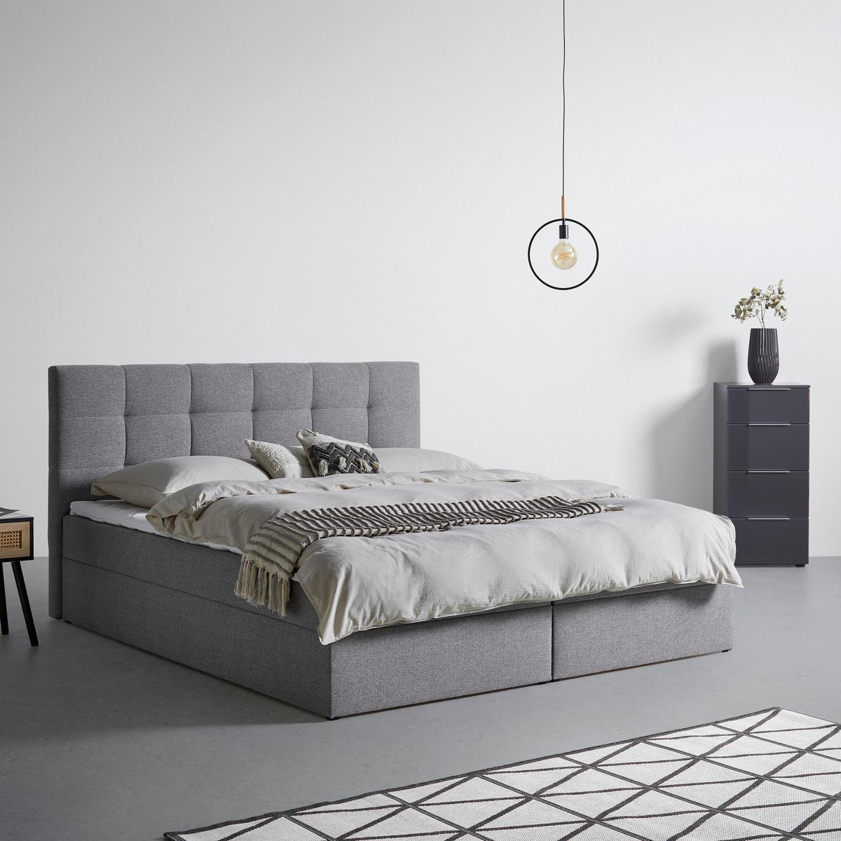 Boxspring posteľ MARSELIE sivá, 200x220cm - čierna/sivá, Modern, drevo/textil (200/220cm) - Bessagi Home