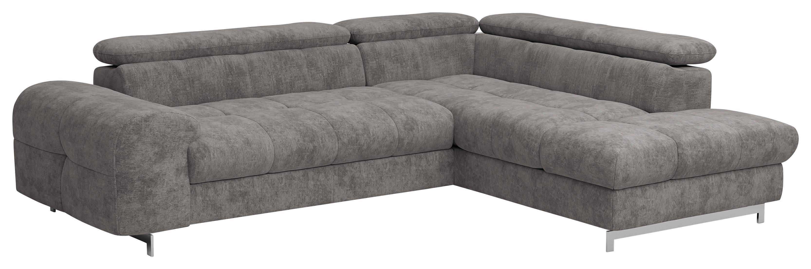 Ecksofa Mit Schlaffunktion Cloud + Grau - Chromfarben/Graubraun, KONVENTIONELL, Textil (257/206cm) - Livetastic