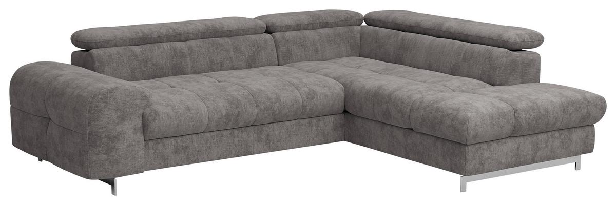 Ecksofa mit Schlaffunktion Cloud + Grau - Chromfarben/Graubraun, KONVENTIONELL, Textil (257/206cm) - Livetastic