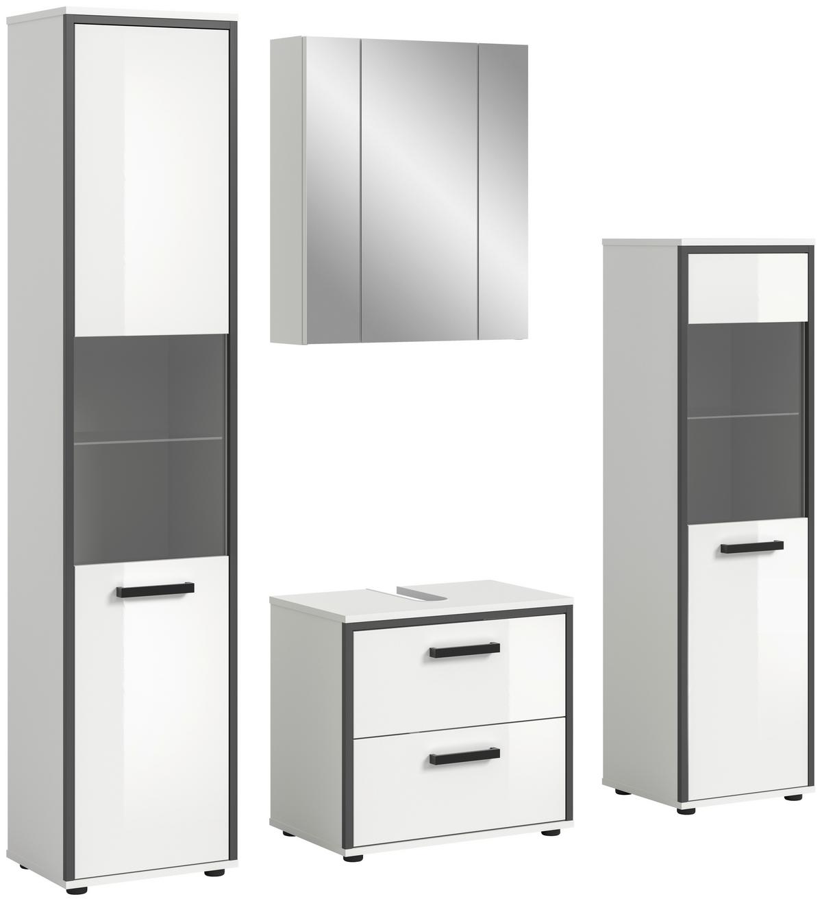 Badezimmer Kojak Schwarz/weiß K: 140 Cm - Weiß Hochglanz/Schwarz, MODERN, Holzwerkstoff (140cm) - MID.YOU