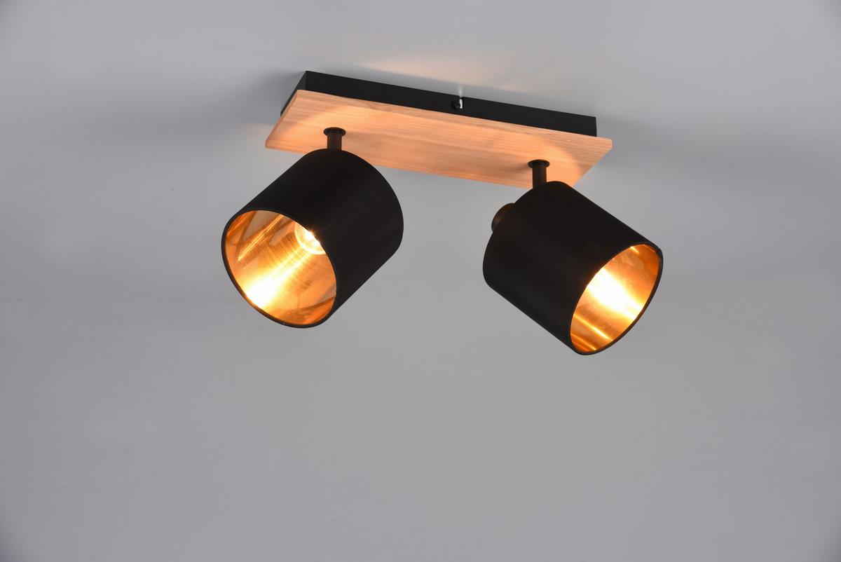 Strahler Tommy 2-Flammig L: 30 Cm - Goldfarben/Schwarz, KONVENTIONELL, Textil/Metall (30/12/19,5cm)