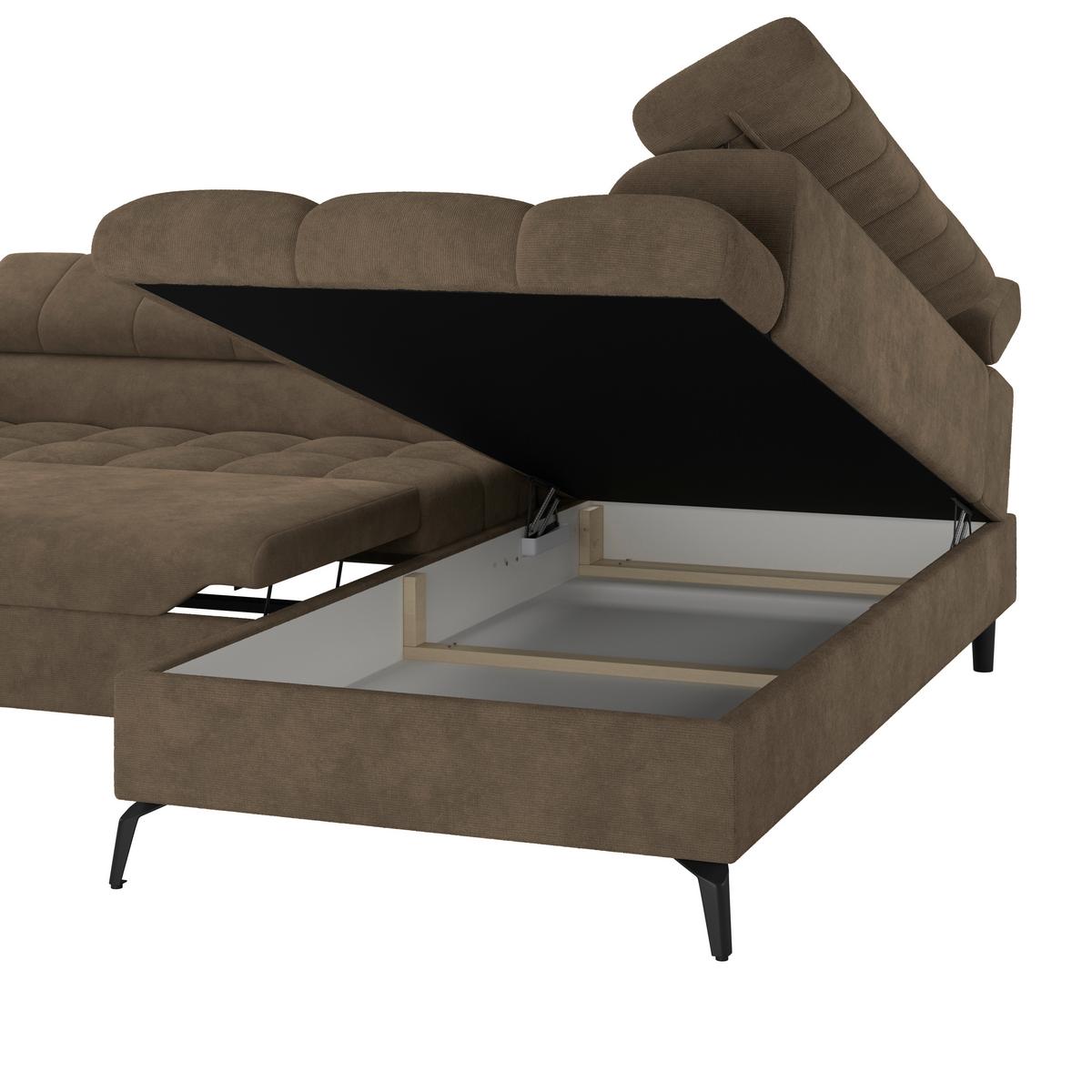 Ecksofa Volf rechts new braun, S: 261x203 cm - Schwarz/Braun, Trend, Kunststoff/Textil (261/203cm)