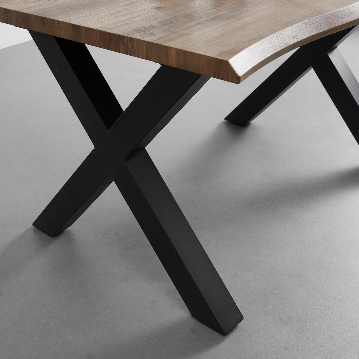 Rozkládací jídelní stůl LIA 140-180x76x90 cm - černá/barvy vlašských ořechů, Moderní, kov/kompozitní dřevo (140-180/90/76cm) - Bessagi Home