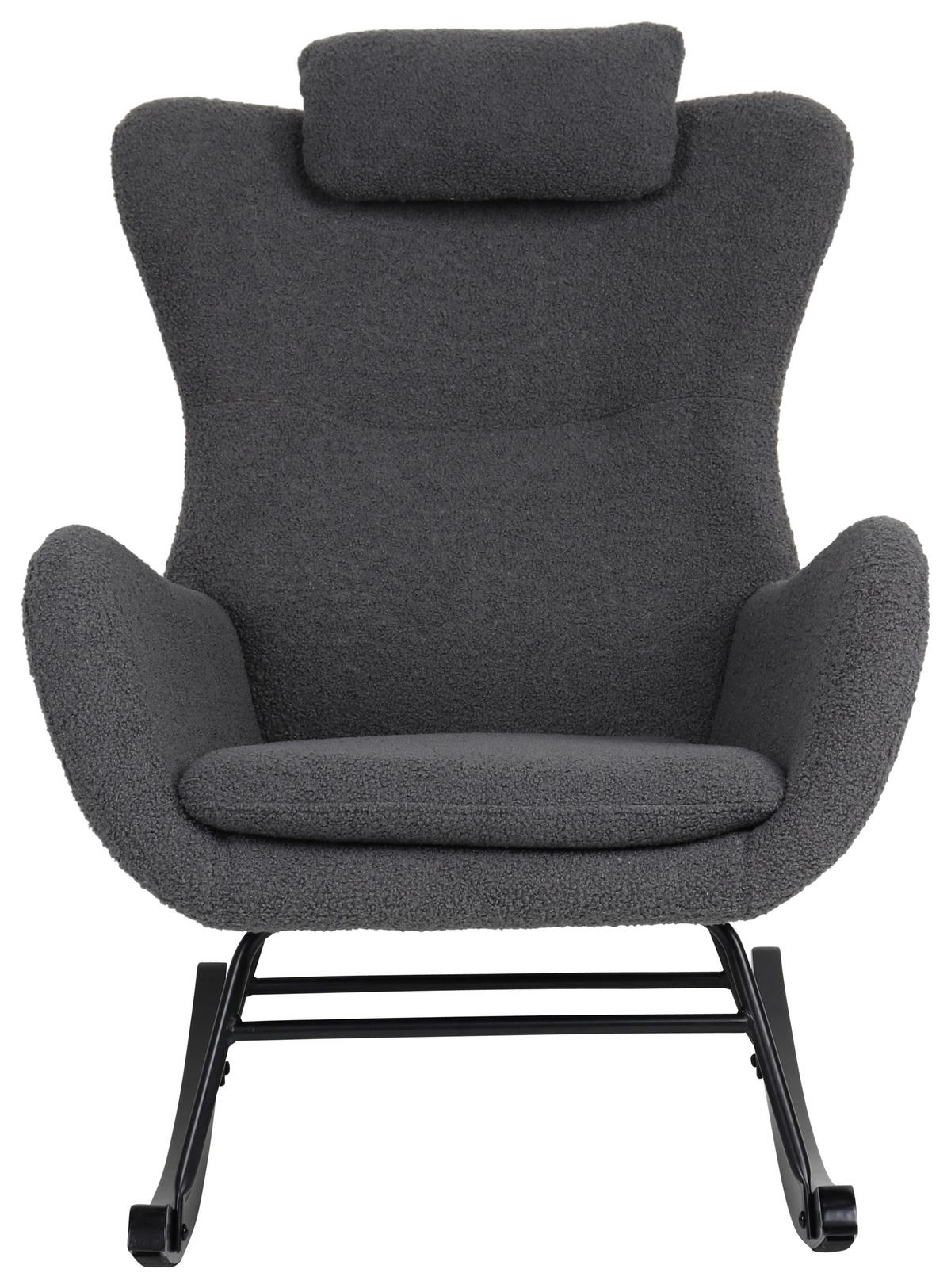 Schaukelsessel Teddy Teddy Grau, B: 66 Cm - Schwarz/Grau, MODERN, Holz/Textil (66/90/85cm)