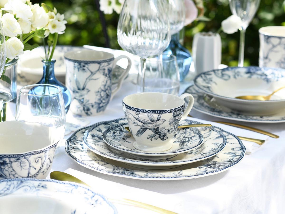 KAFFEESERVICE Weiß, Blau, 12--Teilig. - Blau/Weiß, Basics, Keramik - Creatable