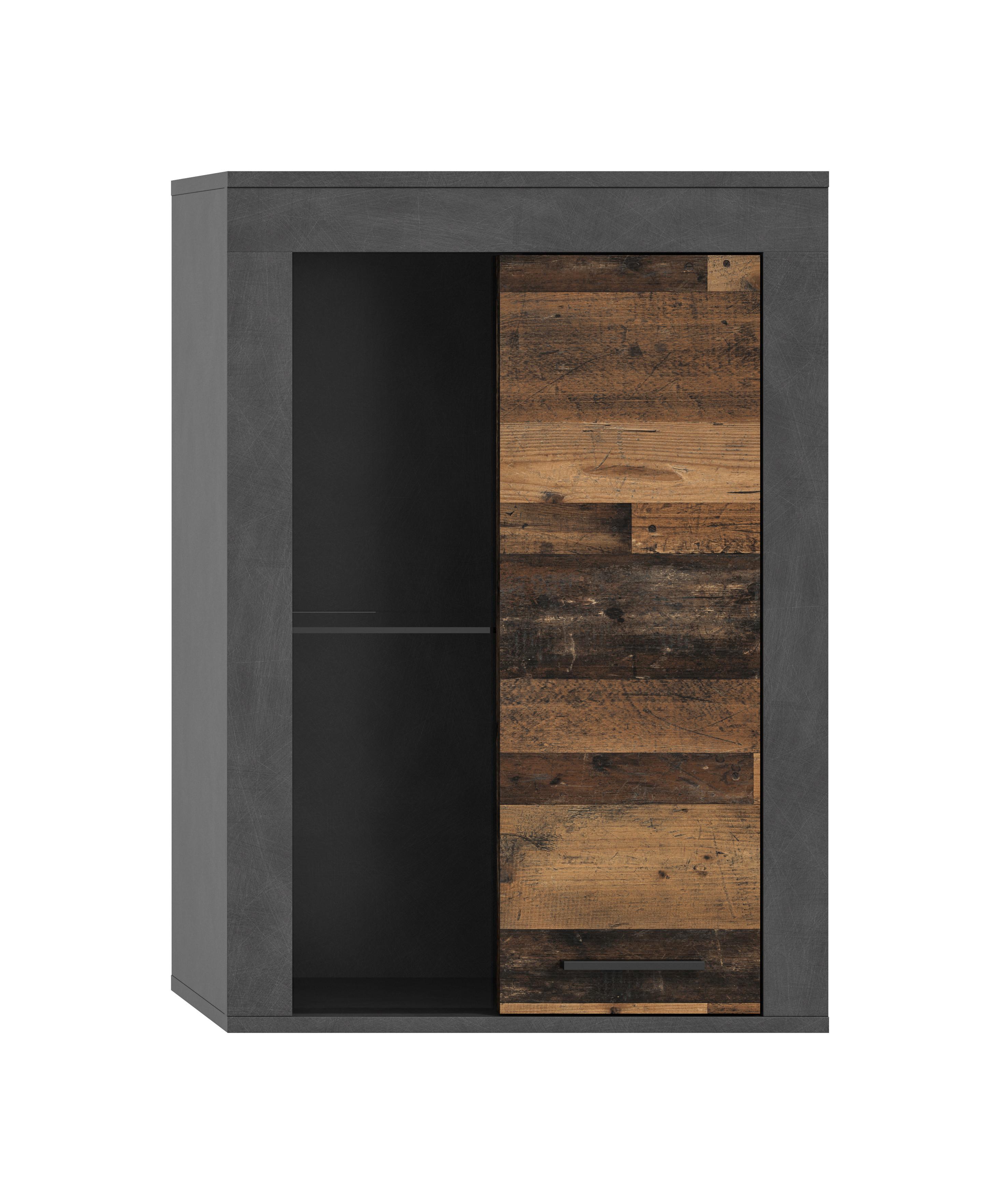 Vitrine Jam Anthrazit/Naturfarben B: 86 cm - Anthrazit/Schwarz, Design, Glas/Holzwerkstoff (86/60/35cm) - MID.YOU