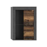 Vitrine Jam Anthrazit/Naturfarben B: 86 cm - Anthrazit/Schwarz, Design, Glas/Holzwerkstoff (86/60/35cm) - MID.YOU