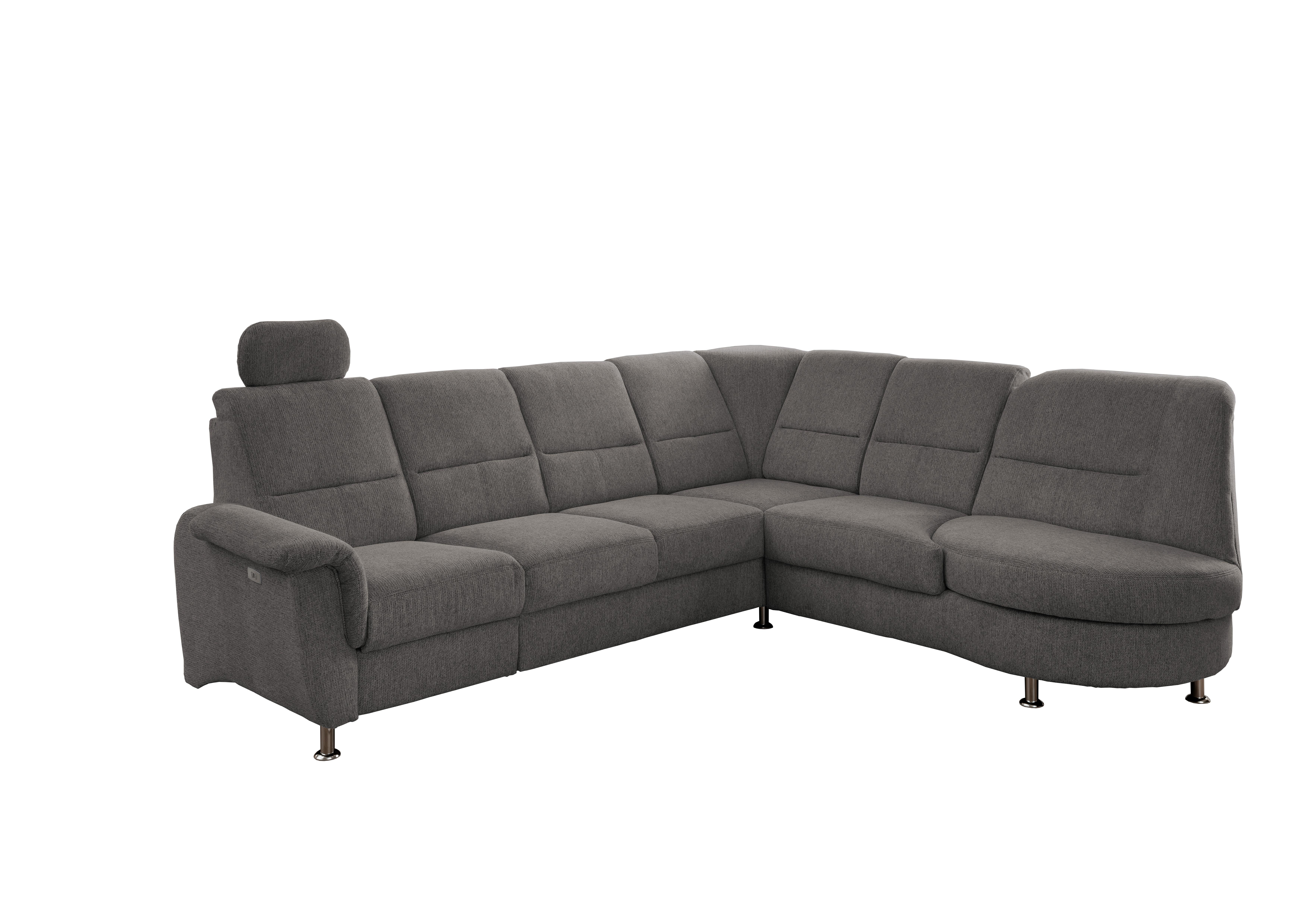 Ecksofa mit Relaxfunktion Parole Graubraun Chenille - Chromfarben/Graubraun, MODERN, Textil (275/236cm) - Livetastic