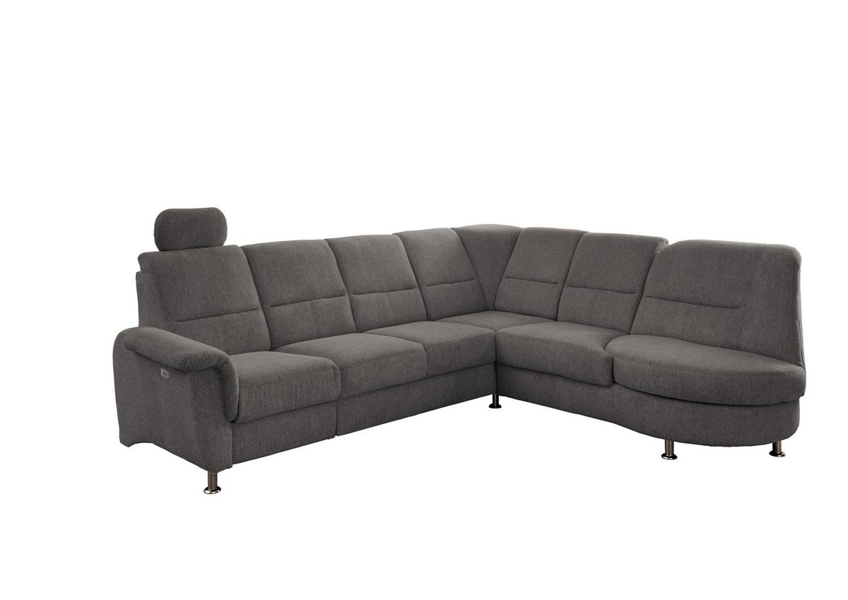 Ecksofa mit Relaxfunktion Parole Graubraun Chenille - Chromfarben/Graubraun, MODERN, Textil (275/236cm) - Livetastic