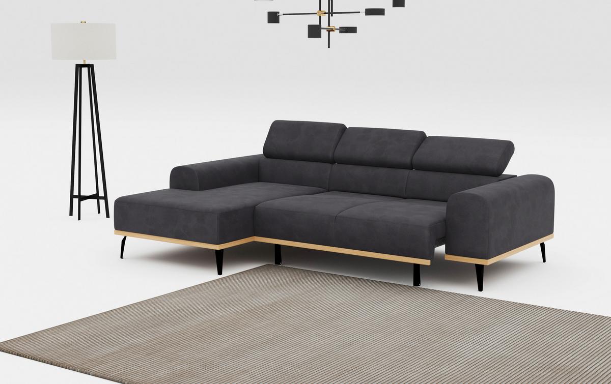 Ecksofa Schwarz Mit Sitzvorzug S: 157x244 Cm - Schwarz, KONVENTIONELL, Textil (157/244cm) - Cotta