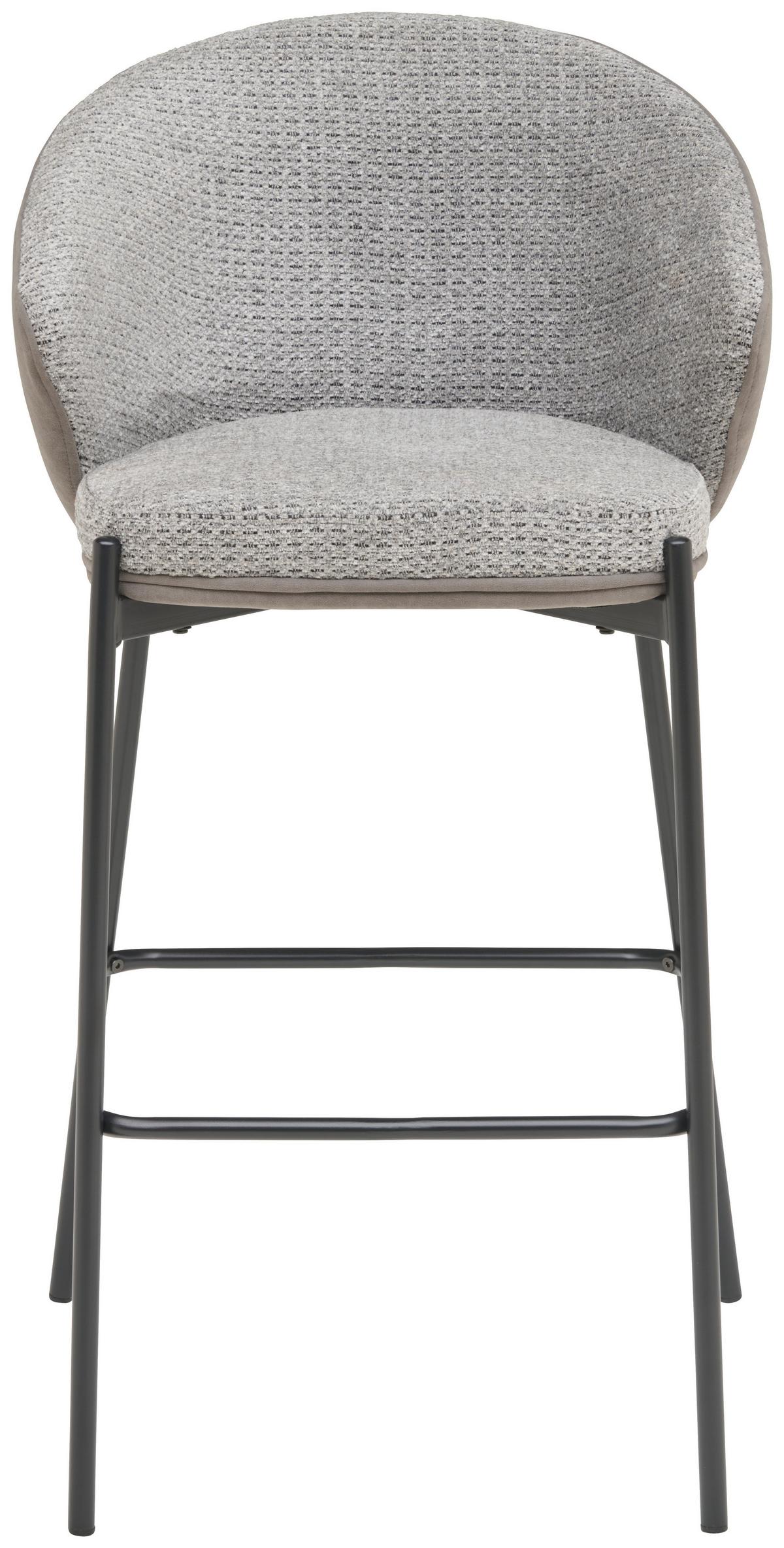 Barhocker Corey Samt Grau B: 53,5 Cm - Schwarz/Grau, MODERN, Textil/Metall (53,5/101/54cm) - MID.YOU