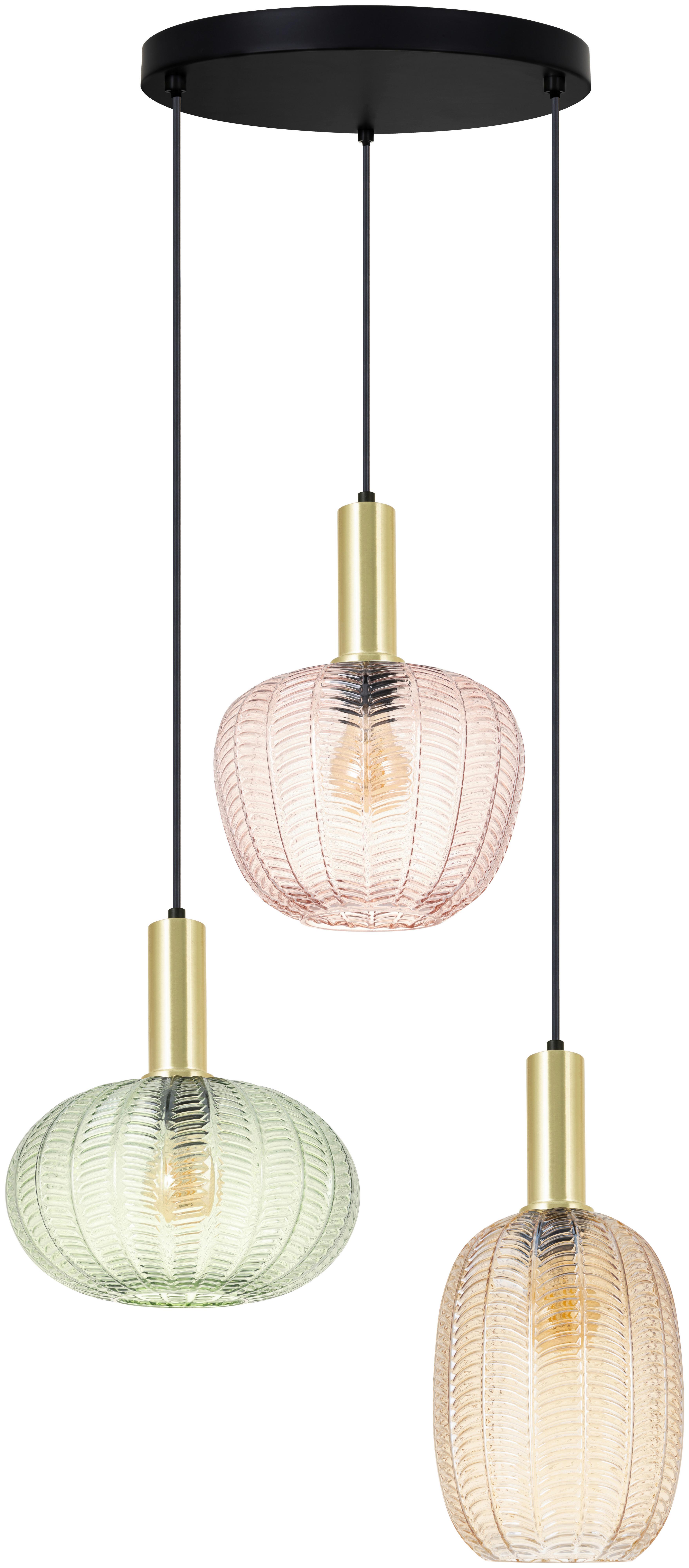 Hängeleuchte Bunti - Pink/Goldfarben, MODERN, Glas/Metall (45/45/120cm)