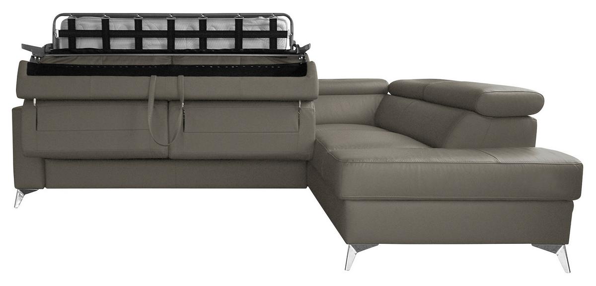 Ecksofa Mondo Schlammfarben S: 286x208 Cm - Chromfarben/Schlammfarben, Design, Leder/Textil (286/208cm) - Livetastic