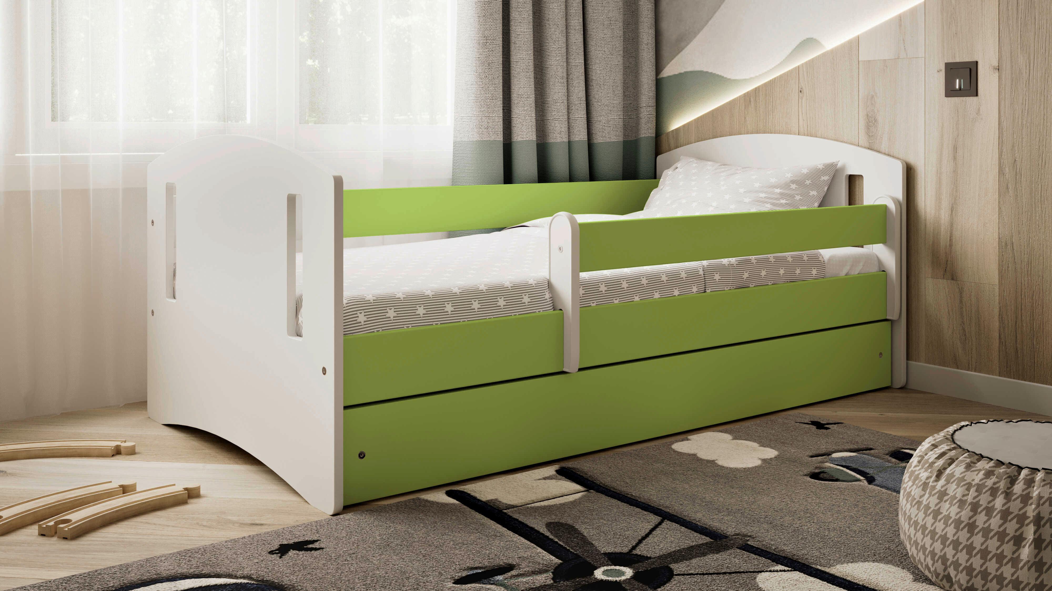 KINDER-/JUNIORBETT Classic Grün/Weiß 80x160cm - Birkefarben/Weiß, MODERN, Holz/Holzwerkstoff (80/160cm) - MID.YOU