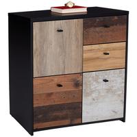 Kommode B 77,2cm Sanne Schwarz/alteiche Dekor - Eichefarben/Schwarz, MODERN, Holzwerkstoff/Kunststoff (77,2/77,5/29,6cm)