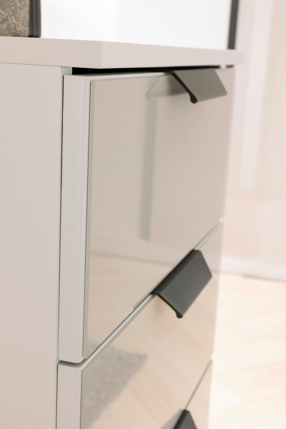 Nachtkästchen Artemis Weiß/champagner, H: 62cm - Champagner/Alufarben, MODERN, Glas/Holzwerkstoff (47/62/42cm) - Rauch Möbel